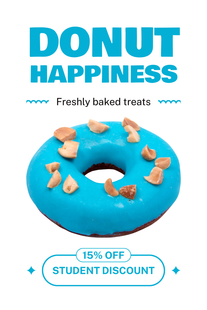 Doughnut Shop Promo with Bright Blue Donut Pinterest Šablona návrhu
