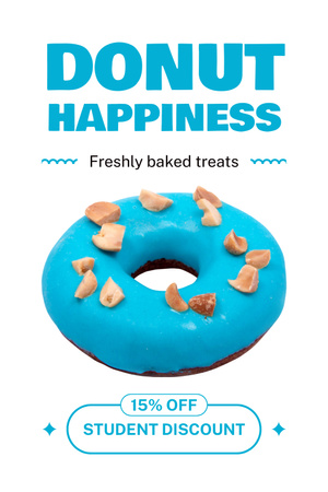 Doughnut Shop Promo with Bright Blue Donut Pinterest Design Template