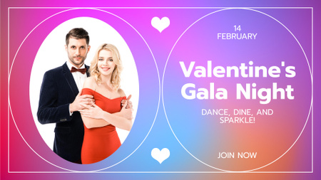 Sparkling Valentine's Gala Night With Slogan Offer FB event cover Design Template