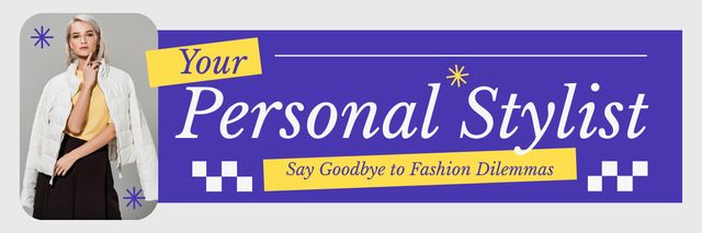 Plantilla de diseño de Personalized Styling Consultation Offer on Purple Twitter 