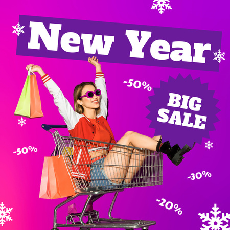 Bags in Trolley For New Year Sale Offer Instagram Design Template