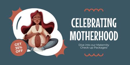 Modèle de visuel Remise sur un bilan maternel avec une jolie femme enceinte - Twitter