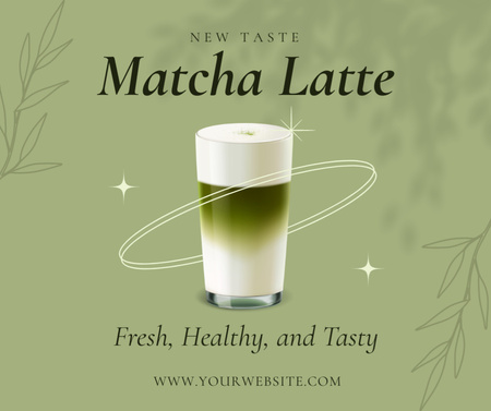 Designvorlage  Matcha Latte New Taste Announcement für Facebook