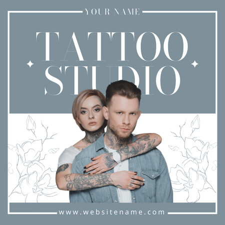 Art Tattoo Studio With Floral Ornament Offer Instagram Design Template