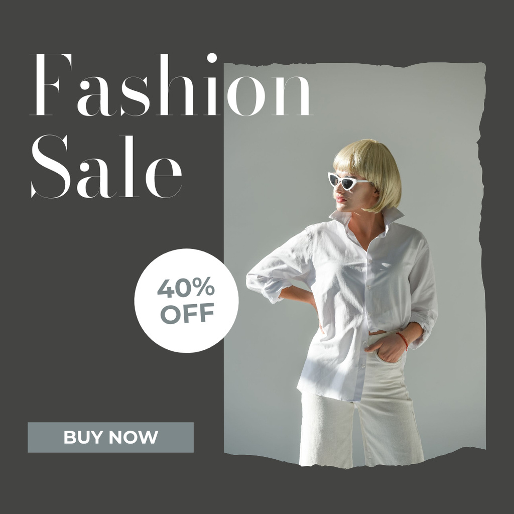 Fashion Sale with Stylish Woman in Sunglasses Instagram Design Template