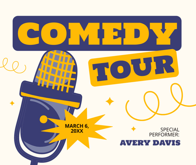 Template di design Blue Microphone Comedy Tour Announcement Facebook