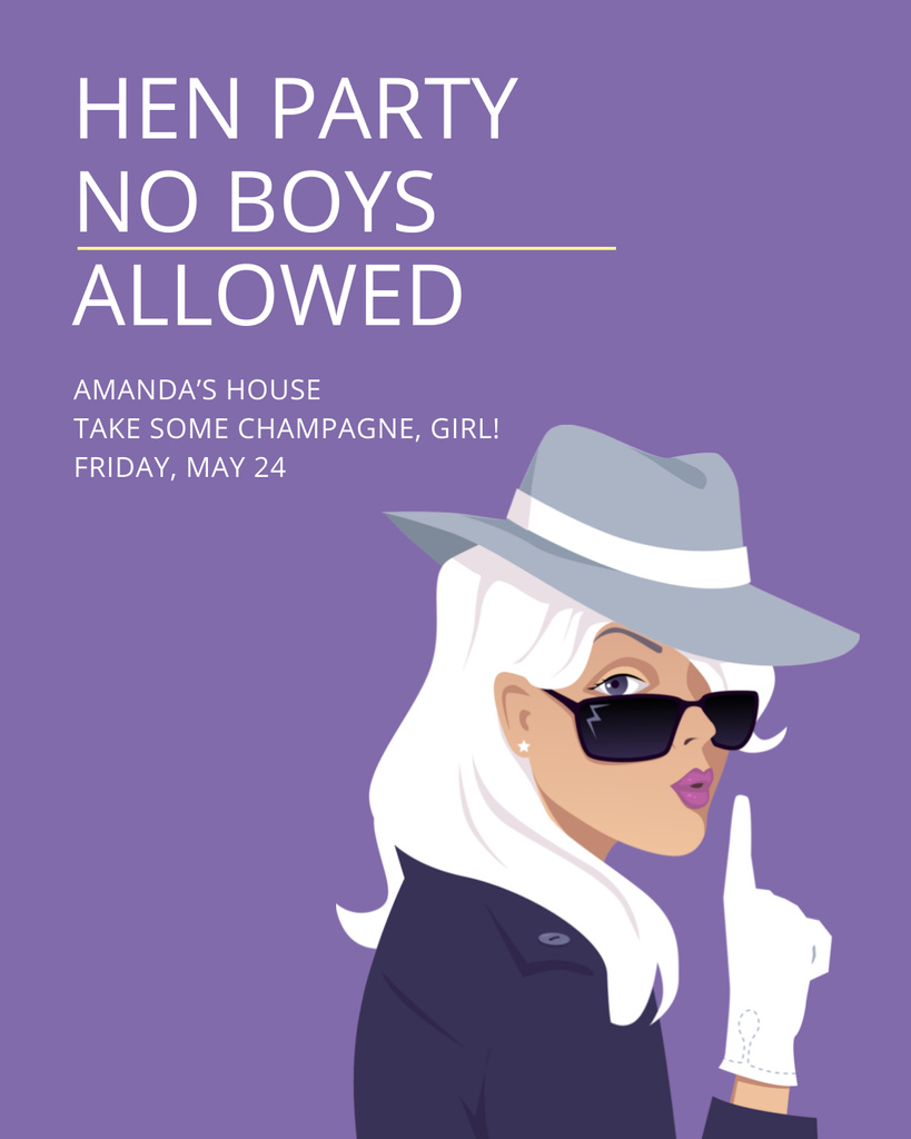 Plantilla de diseño de Hen Party Invitation with Stylish Woman in Sunglasses Poster 16x20in 