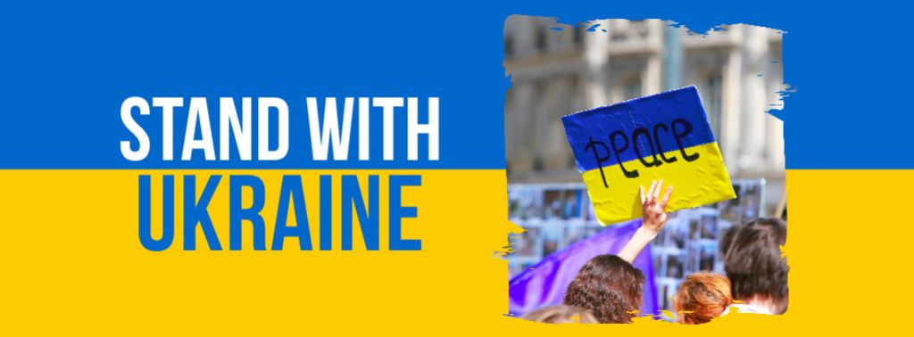 Ontwerpsjabloon van Facebook cover van Awareness about War in Ukraine With Placard In Ukrainian Colors