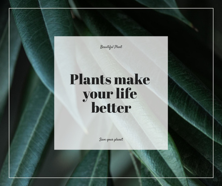 Platilla de diseño Phrase about Plants with Monstera Leaves Facebook