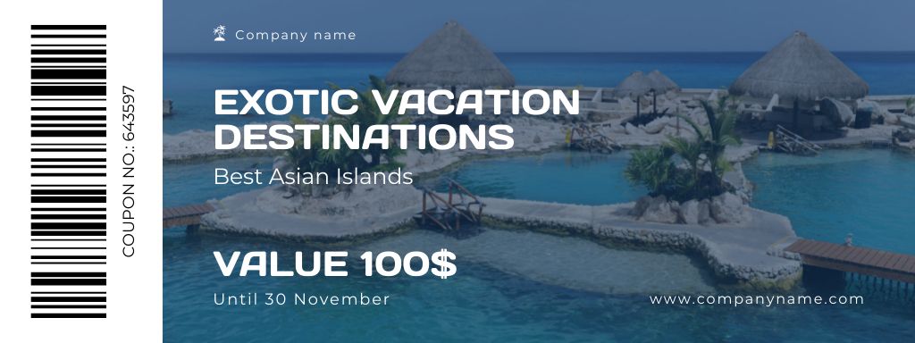 Picturesque Oceanside Vacations And Tours Offer Coupon Design Template