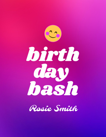 Ontwerpsjabloon van Flyer 8.5x11in van Birthday Party Announcement with Cute Smiley Face
