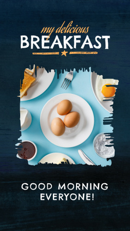 Modèle de visuel Fresh Fried Eggs on Breakfast - Instagram Story