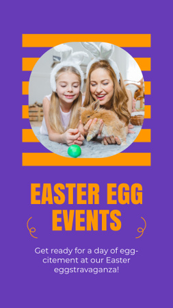 Szablon projektu Reklama wydarzeń z jajkami wielkanocnymi i uroczą rodziną Instagram Story