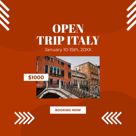 Designvorlage Reisebüro-Werbung mit italienischer Stadt für Instagram