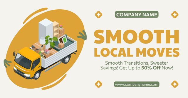 Offer of Smooth Local Moving Services with Stuff in Furniture Facebook AD Šablona návrhu
