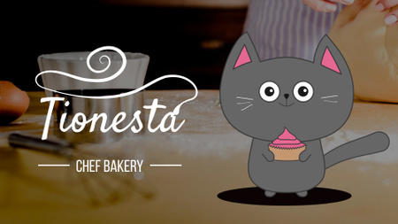Designvorlage Bäckereiangebot süße Katze mit Cupcake für Full HD video