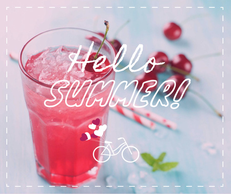 Summer Drink with Red Cherries Facebook Modelo de Design