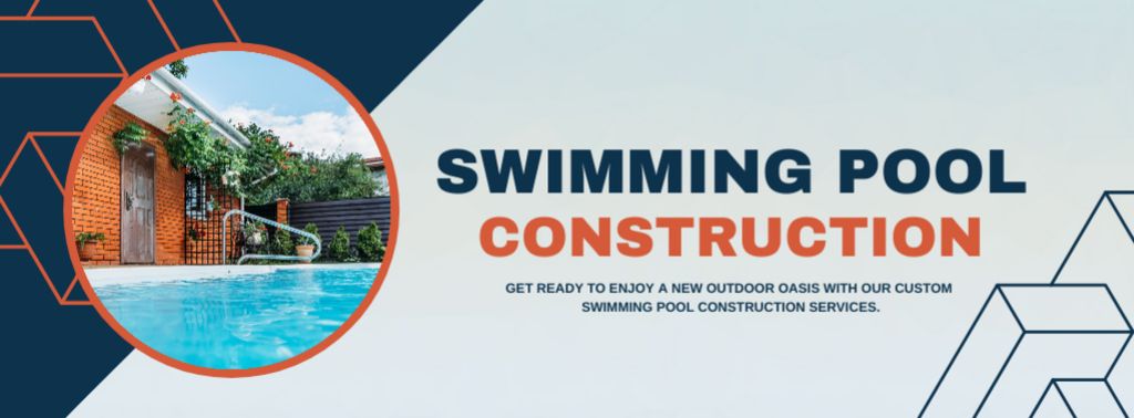 Swimming Pool Construction Services Facebook cover tervezősablon