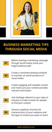 Modèle de visuel Conseils essentiels de marketing d'entreprise via les médias sociaux - Infographic