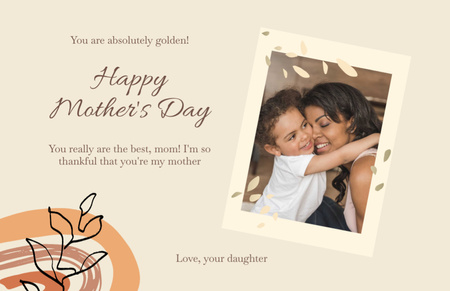 Mother's Day Greeting from Happy Little Girl Thank You Card 5.5x8.5in Design Template