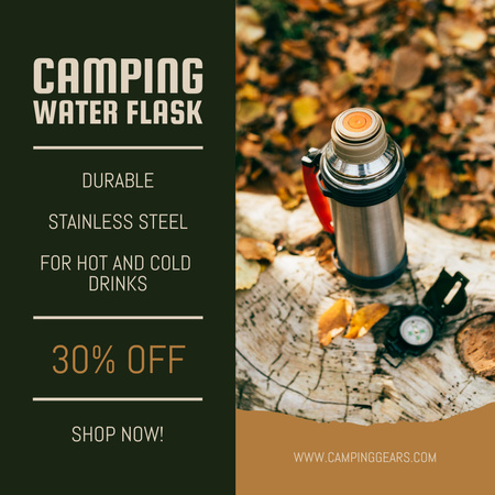 Camping Water Flask for Sale Instagram AD Design Template