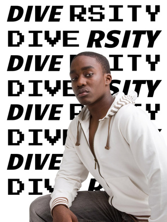 Template di design ispirazione della diversità con il ragazzo giovane Poster US