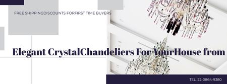 Elegant Crystal Chandeliers Offer in White Facebook cover Design Template