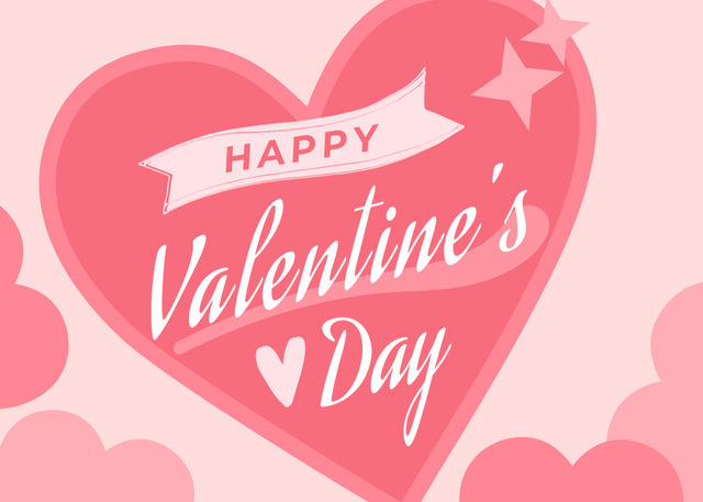 Valentine's Day Greeting with Cute Pink Hearts Postcard 5x7in Šablona návrhu