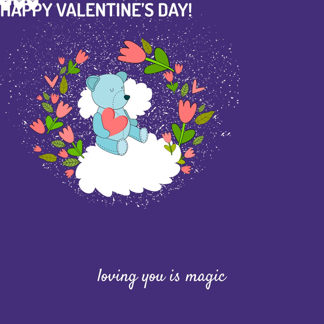 Template di design Valentine's day Greeting with Cute Bear Instagram