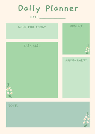 Green daily task Schedule Planner Design Template