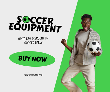 Designvorlage Verkaufsangebot für Fußballausrüstung für Facebook