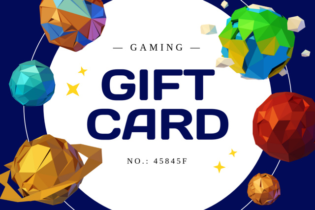 Template di design Game Store with Planets of Solar System Gift Certificate