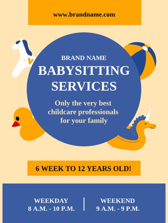 Babysitting Services Offer with Toys Poster US Design Template