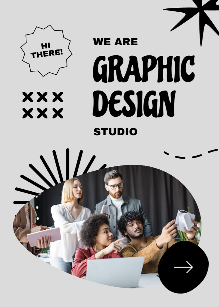 Graphic Design Studio Ad with Team Flayer – шаблон для дизайна