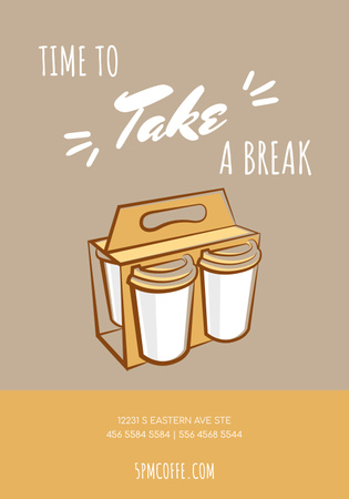 Designvorlage Illustration von Kaffeetassen zum Mitnehmen für Poster 28x40in