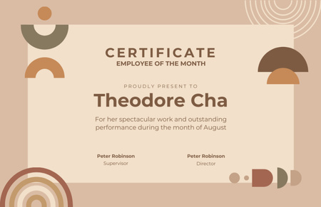 Aesthetic Certificate of Employee of Month Certificate 5.5x8.5in Design Template