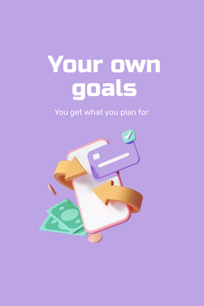 Business Goals with Money and Phone Pinterestデザインテンプレート