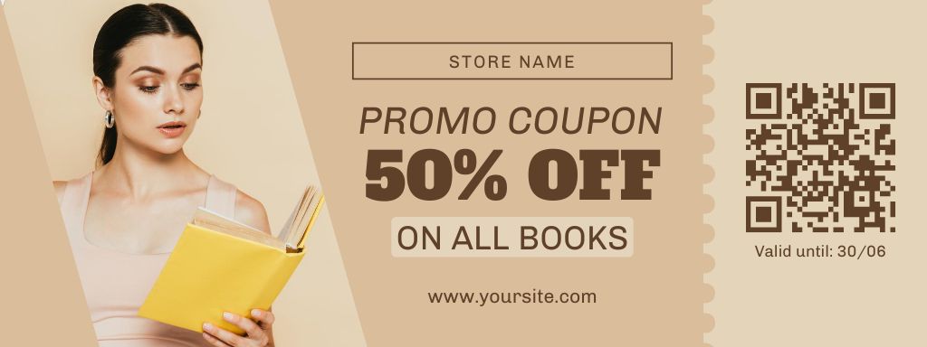 Designvorlage Promo Coupon for Book Readers für Coupon