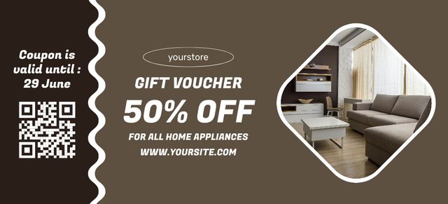 Household Goods Gift Voucher Offer with Discount Coupon 3.75x8.25in Modelo de Design