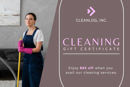 Cleaning Service Offer with Girl Gift Certificate Modelo de Design