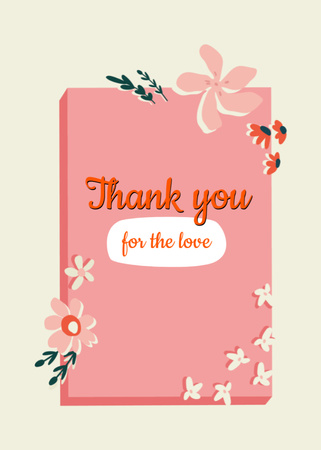 Thankful Phrase with Flowers Illustration Postcard 5x7in Vertical Design Template
