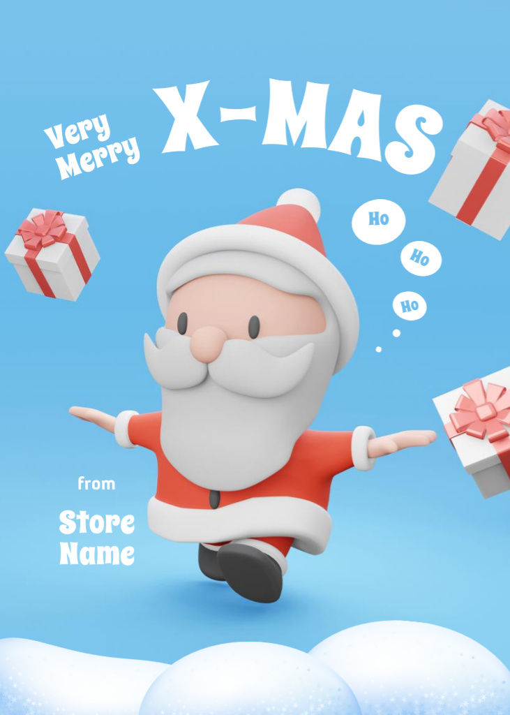 Warm Christmas Wishes With Santa's Humor Postcard 5x7in Vertical Tasarım Şablonu