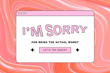 Cute Apology Phrase on Pink Pattern Postcard 4x6in Design Template