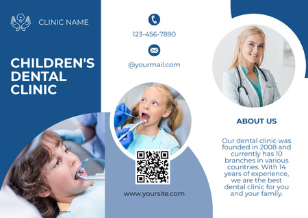 Children's Dental Clinic Ad Brochure Tasarım Şablonu