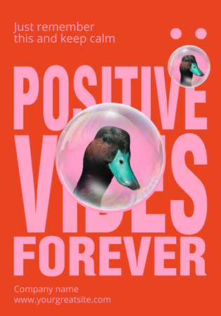 Funny Inspiration with Colorful Goose Poster 28x40in Design Template
