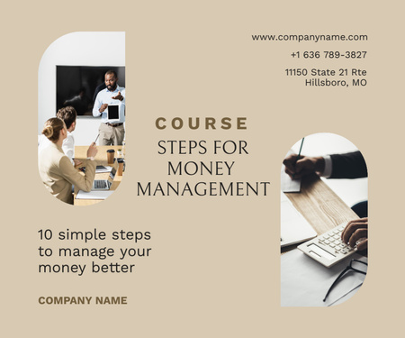 Steps for Money Management Medium Rectangle Modelo de Design