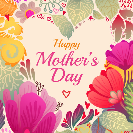 Mother's Day Greeting Tender Spring Flowers Instagram Design Template