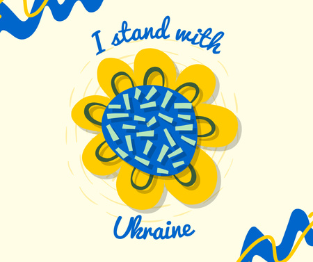 Showing Ukraine Our Heartfelt Support Through Floral And Ribbons Facebook Design Template