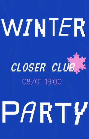 Winter Party Announcement In Blue Invitation 4.6x7.2in Design Template