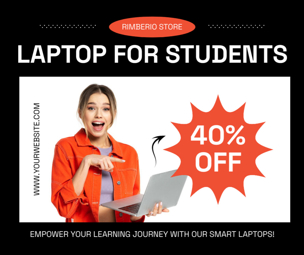 Plantilla de diseño de Student Laptop Discount Announcement Facebook 